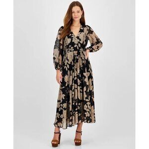 NWT Taylor Black and Cream Floral Maxi Dress size 16